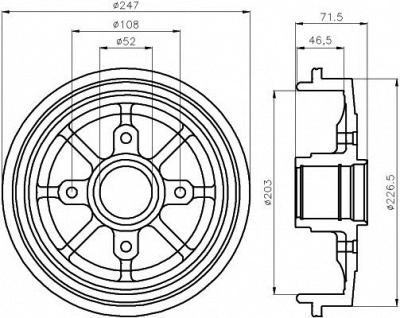 HELLA PAGID 8dt355300731 -  Тормозной барабан